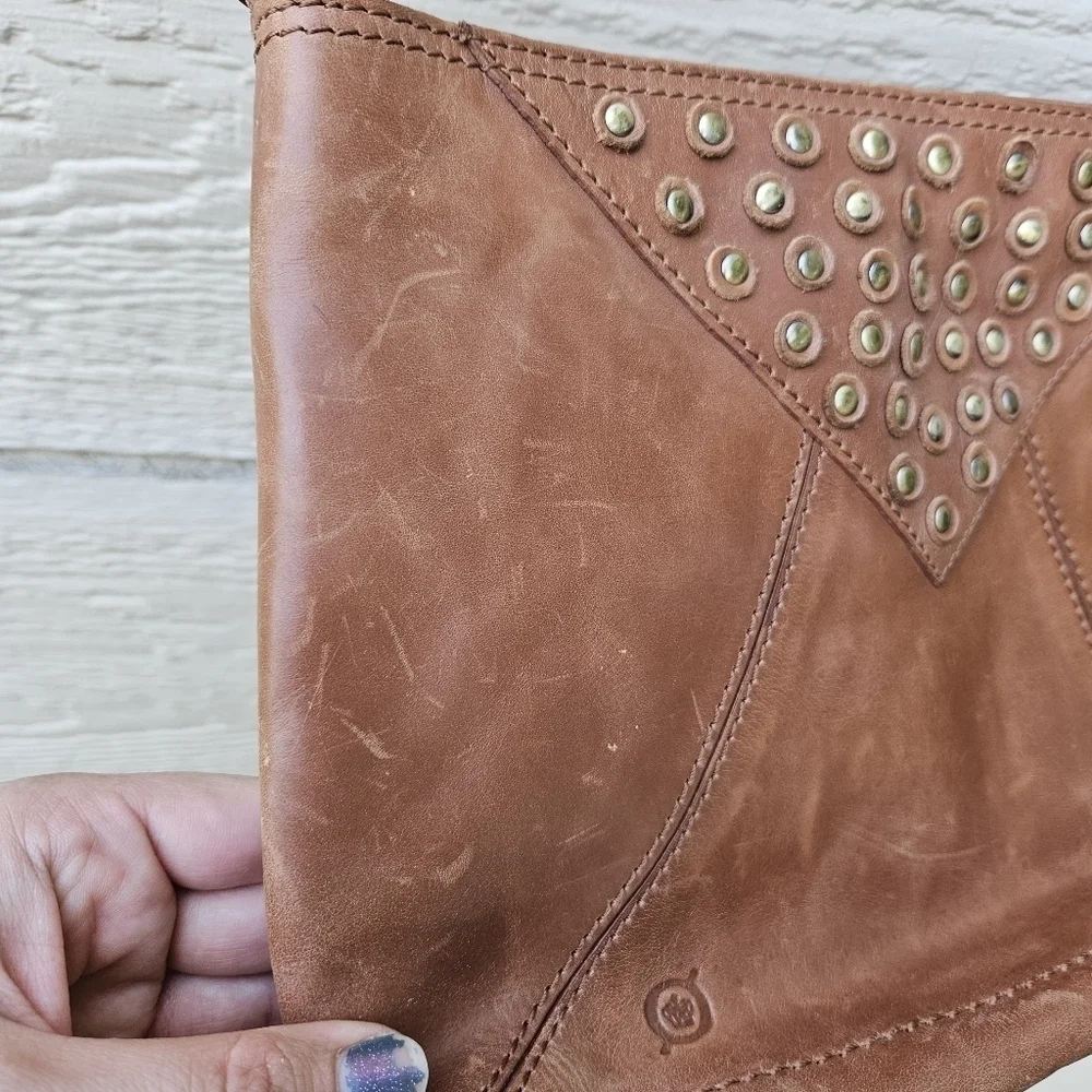 Born brown leather studded crossbody bag - Picture 11 of 12